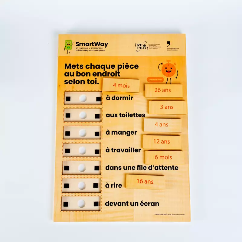 Panneau en bois activité temps d'écrans dans une vie2